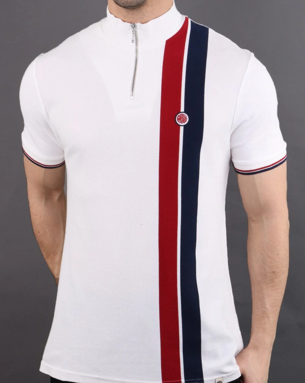 Pretty Green Retro Qtr Zip Top White - Image 3