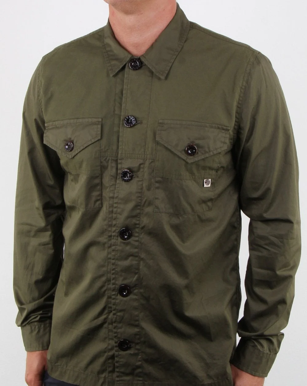 Pretty Green Robinia Long Sleeve Overshirt Khaki - Image 2