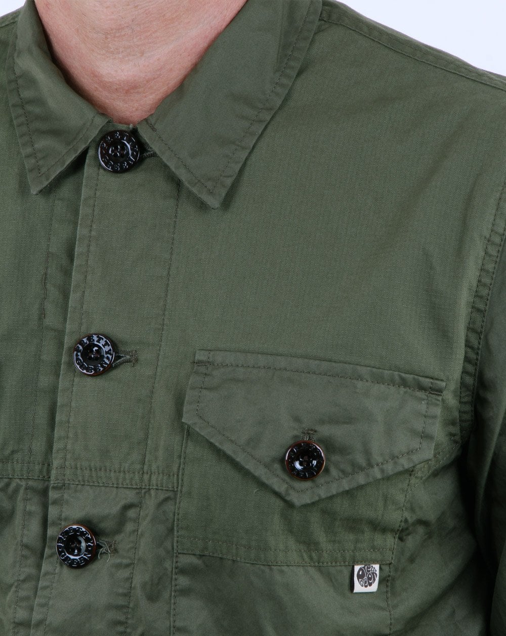 Pretty Green Robinia Long Sleeve Overshirt Khaki - Image 3