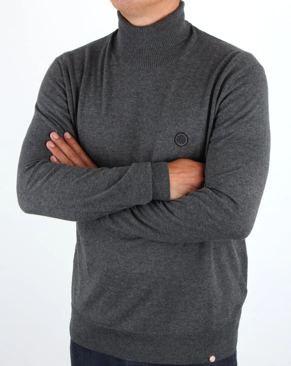 Pretty Green Roll Neck Jumper Dark Grey - Image 3