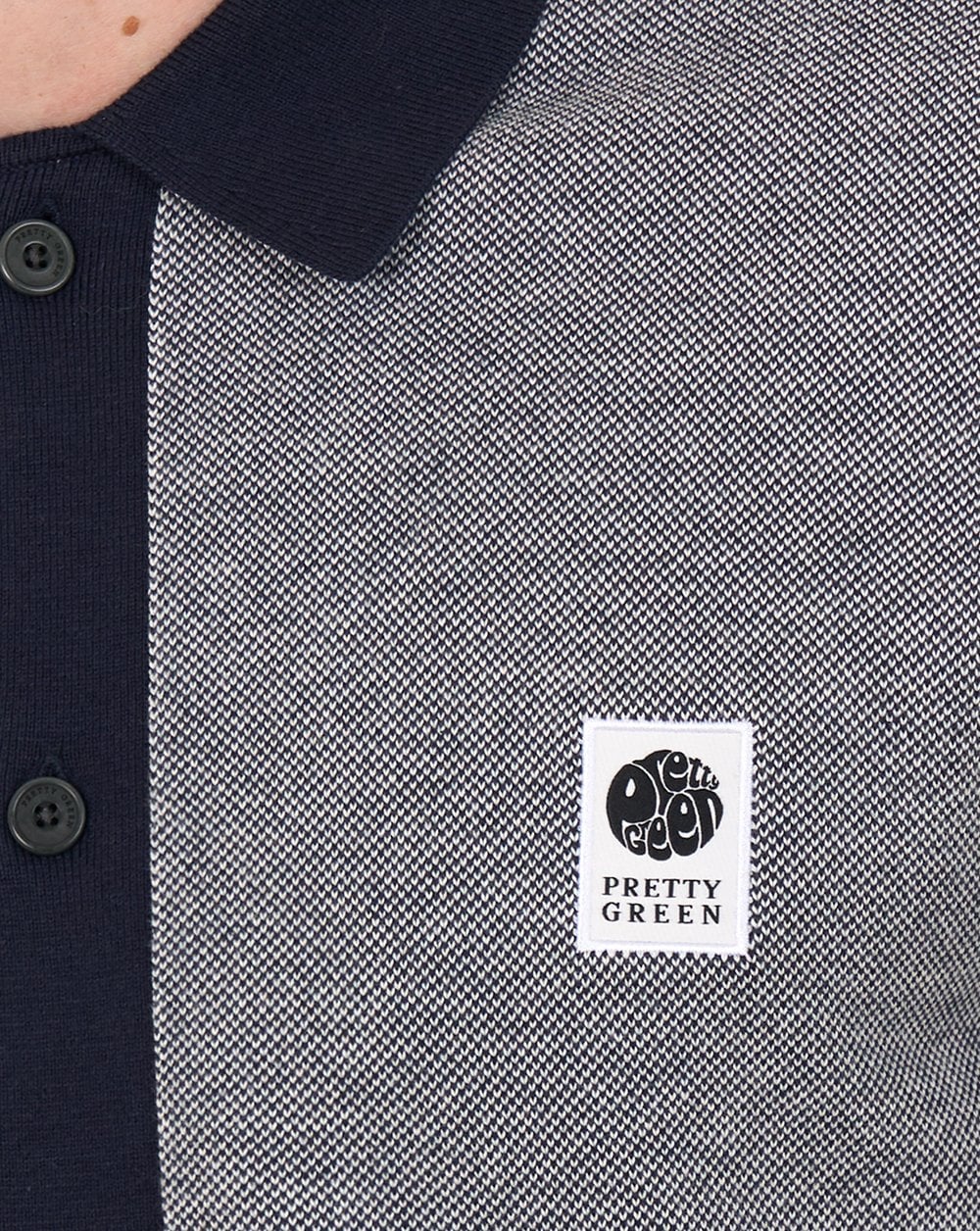 Pretty Green Roxy Knit Short Sleeve Shirt Grey/Navy - Image 4