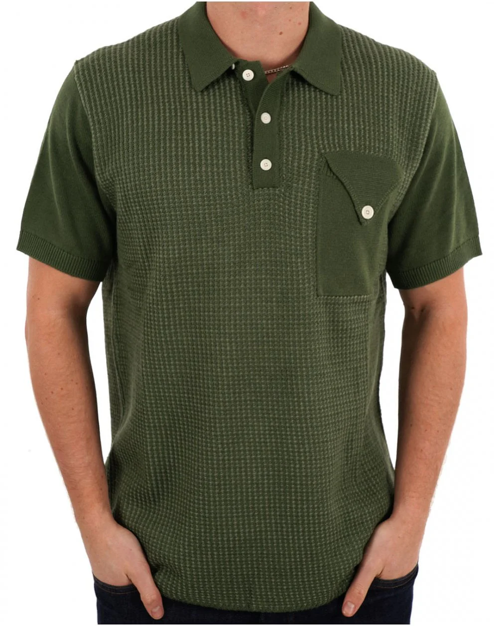 Pretty Green Roxy SS Knit Polo Green - Image 3
