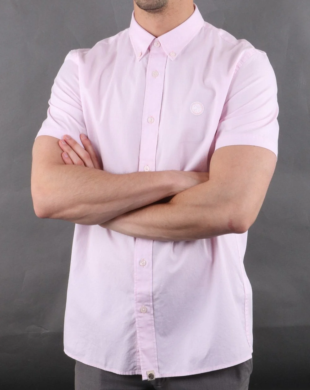Pretty Green S/Sleeve Oxford Shirt Pink - Image 3