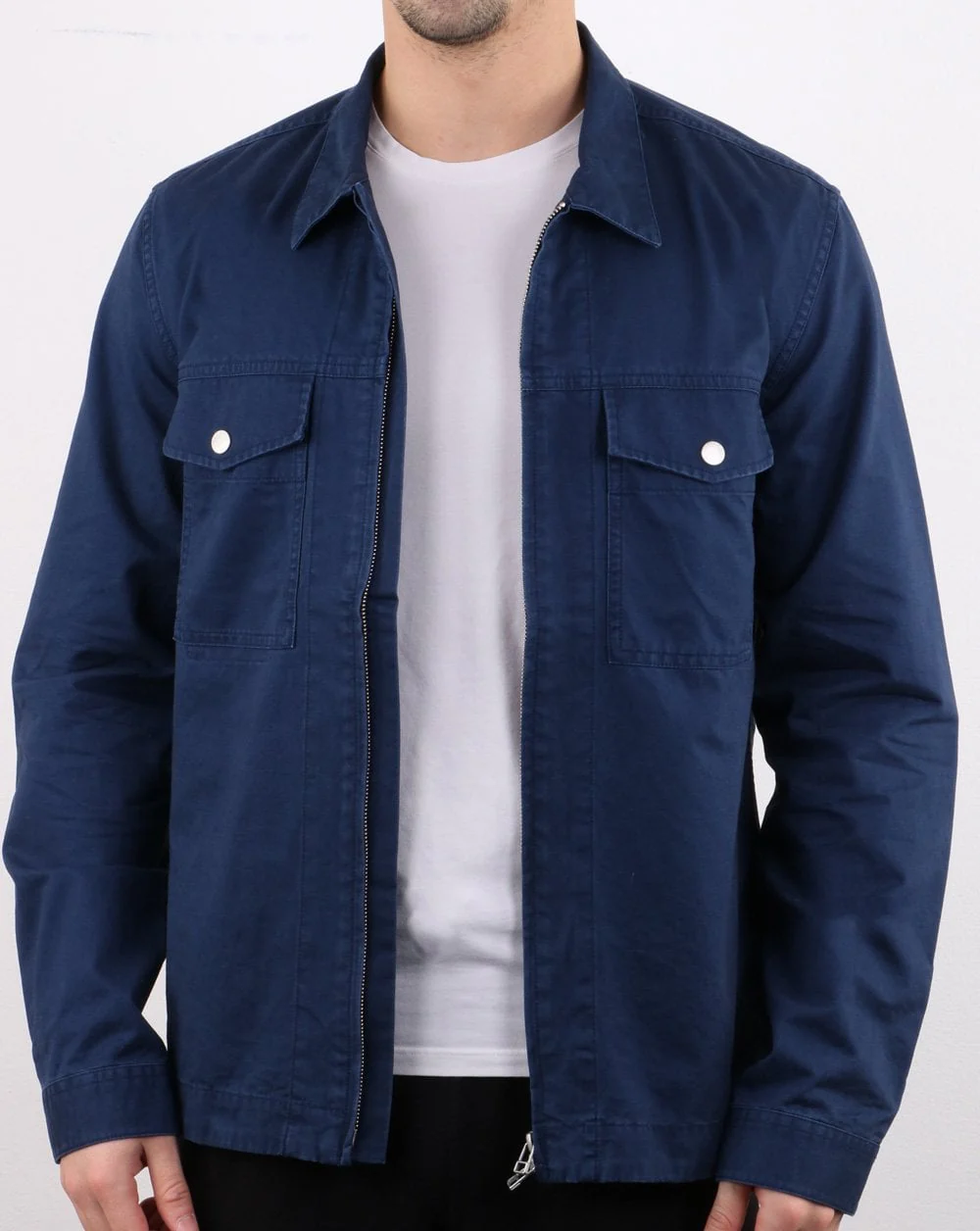 Pretty Green Section Zip Front Overshirt Navy - Image 2