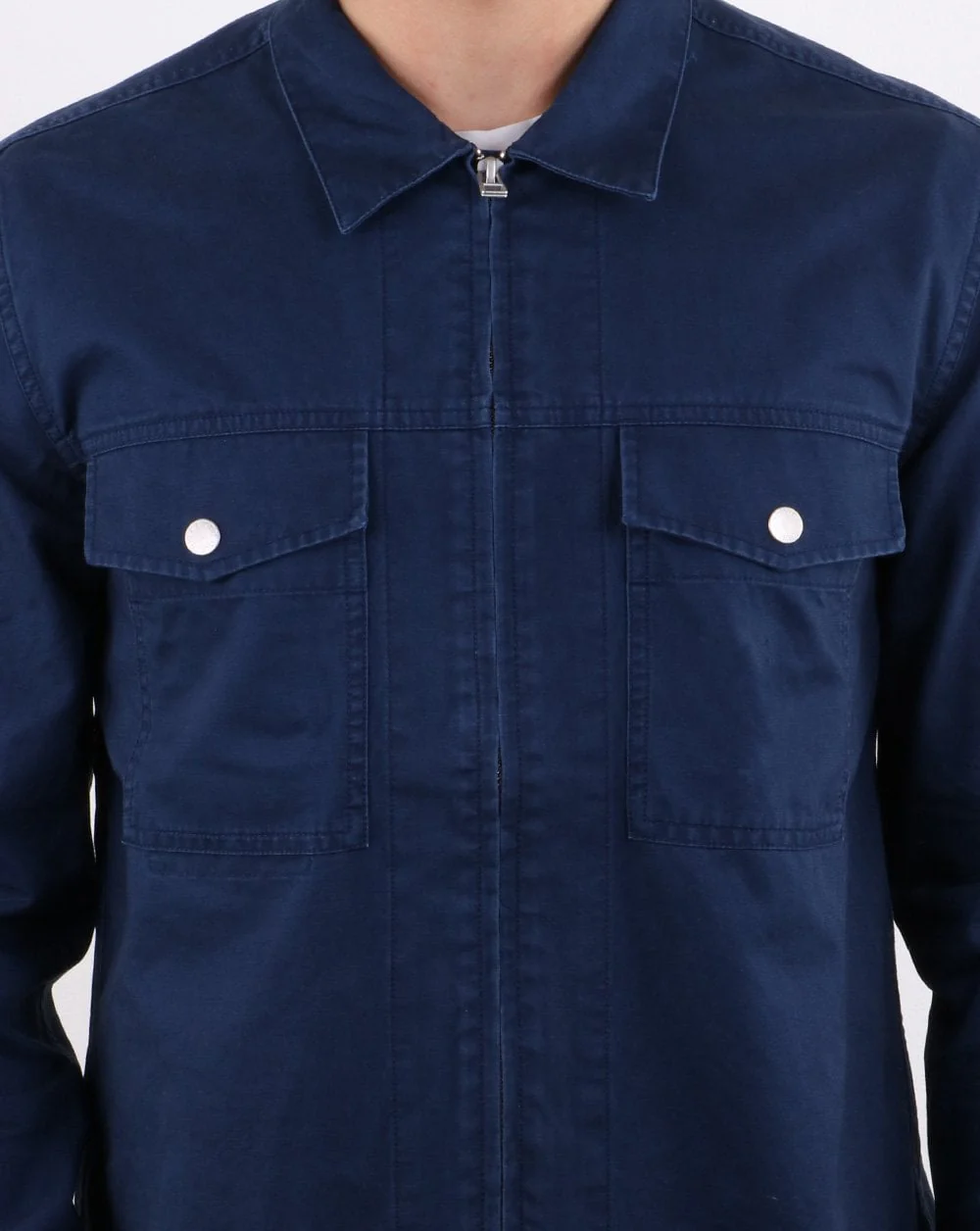 Pretty Green Section Zip Front Overshirt Navy - Image 4