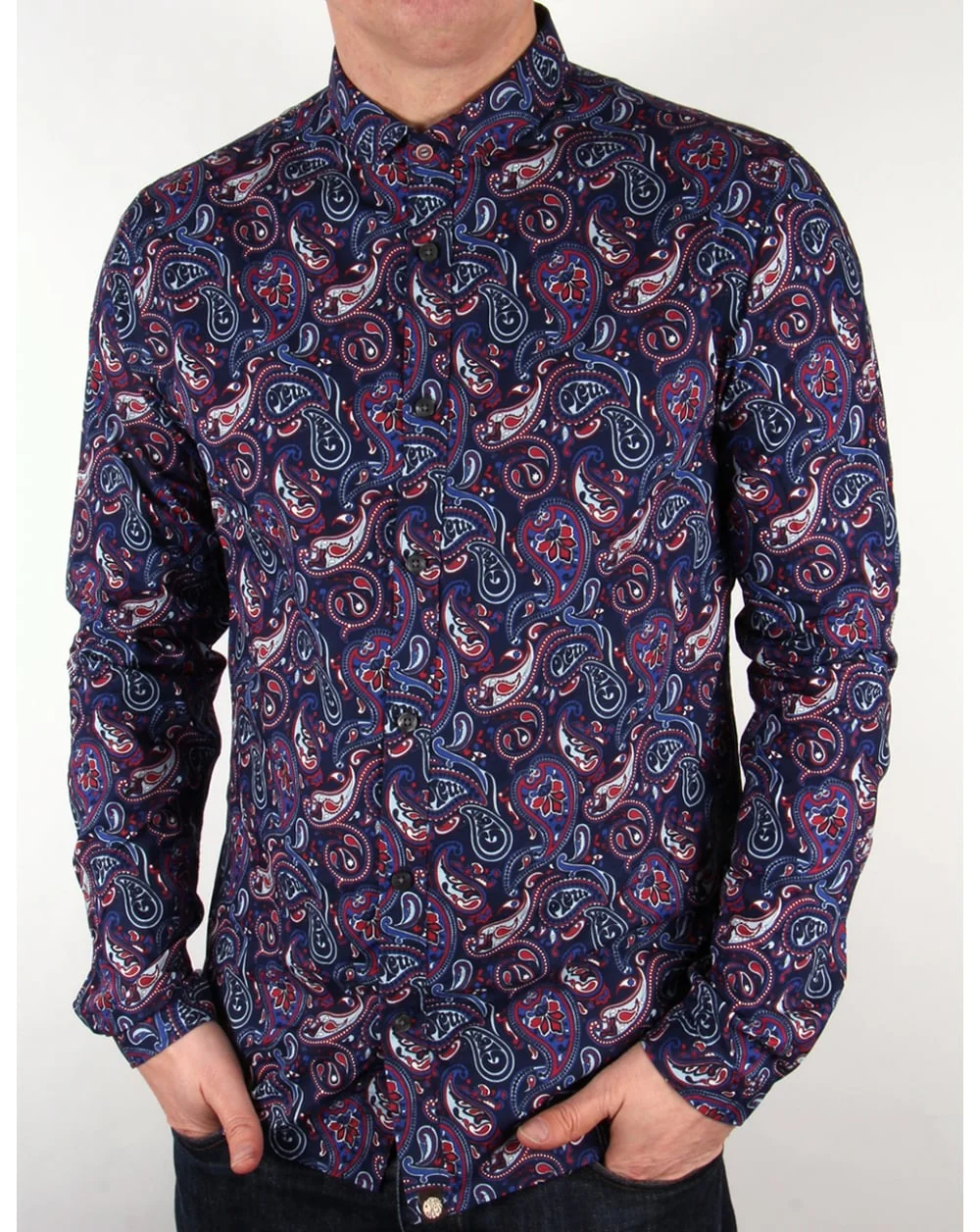 Pretty Green Sefton Paisley Shirt Navy