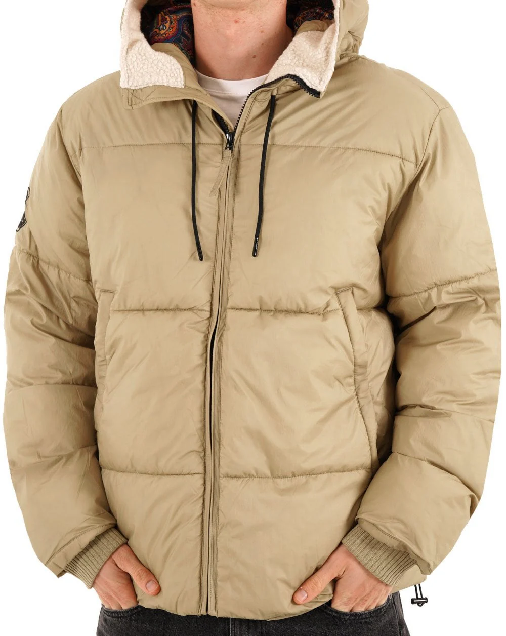 Pretty Green Stiperstone Puffer Jacket Taupe - Image 3