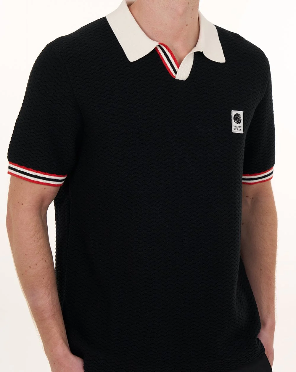 Pretty Green Stratosphere Knit Polo Black - Image 3