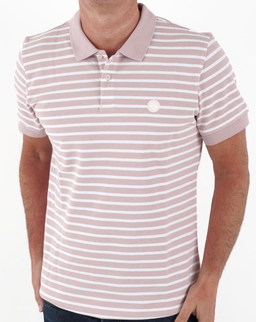 Pretty Green Stripe Polo Shirt Pink - Image 3