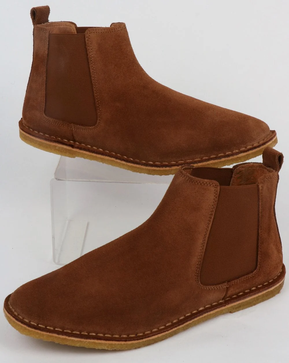 Pretty Green Suede Chelsea Boots Dark Tan - Image 3