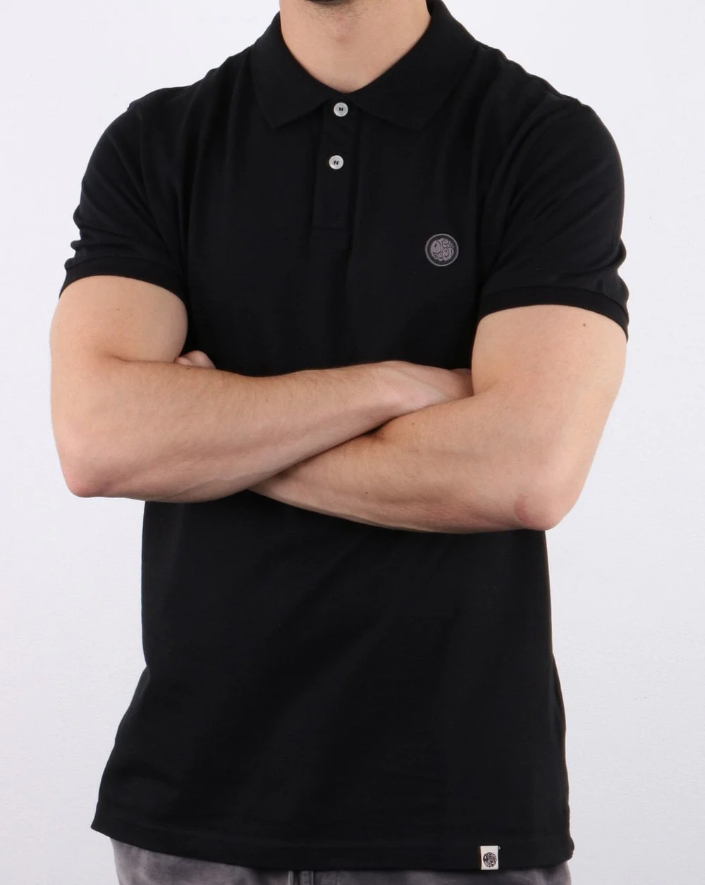 Pretty Green Tendale Jersey Polo Shirt Black - Image 3