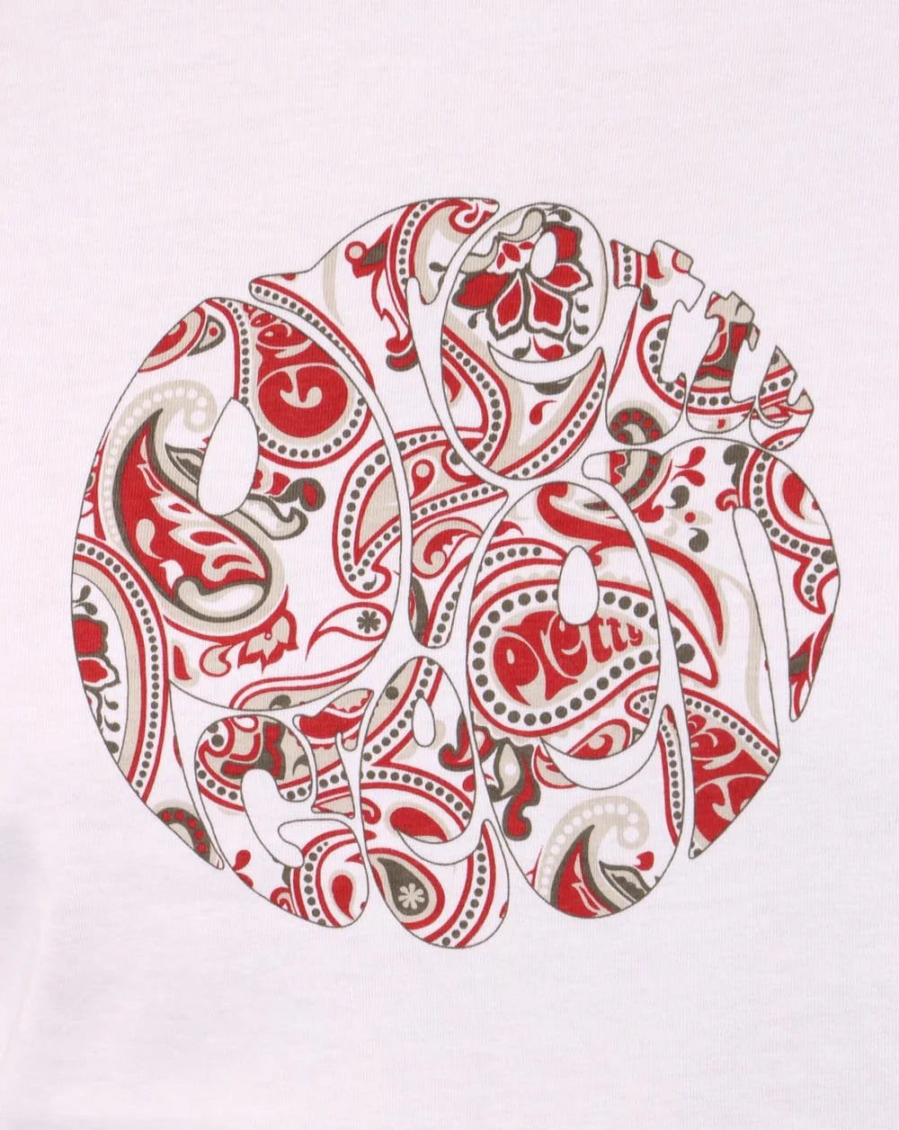 Pretty Green Thornley Paisley Logo T Shirt White/red - Image 2
