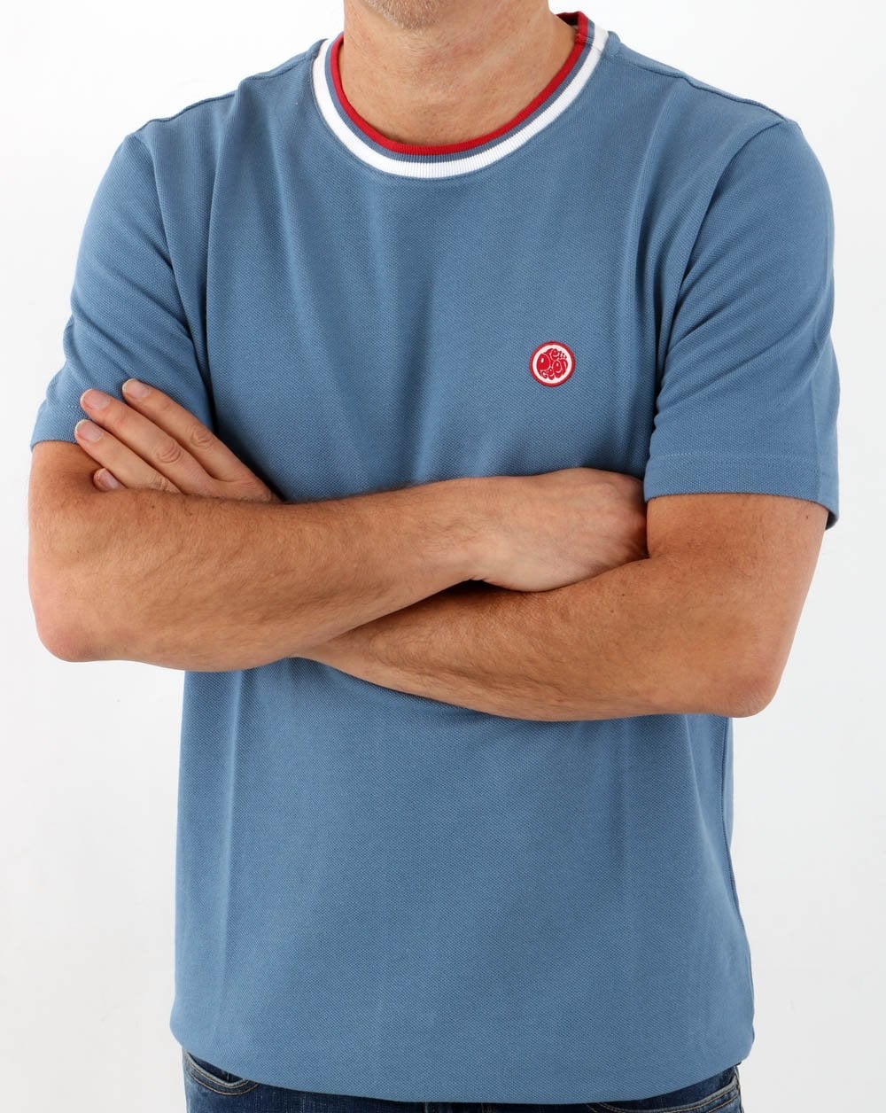 Pretty Green Tilby Neck Stripe T-shirt Blue - Image 3
