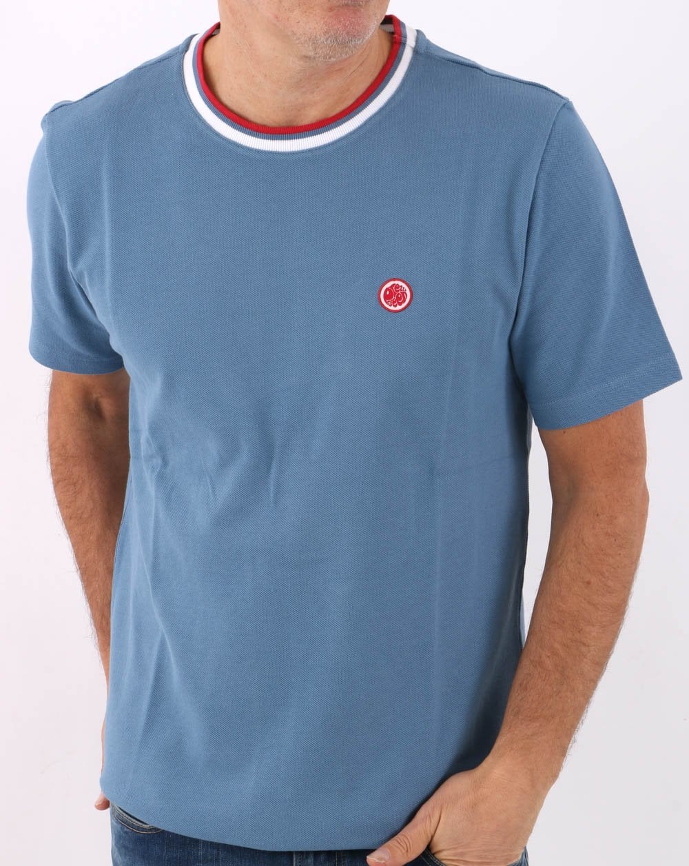 Pretty Green Tilby Neck Stripe T-shirt Blue - Image 4
