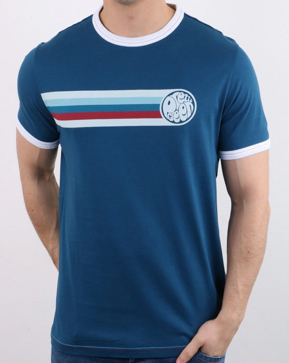 Pretty Green Timor Ringer Tee Navy - Image 2