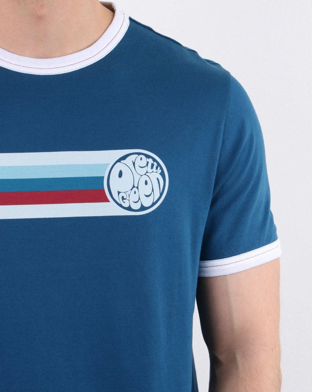 Pretty Green Timor Ringer Tee Navy - Image 4