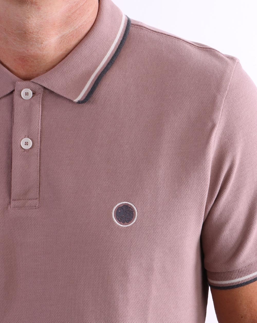 Pretty Green Tipped Polo Dusk Pink - Image 2