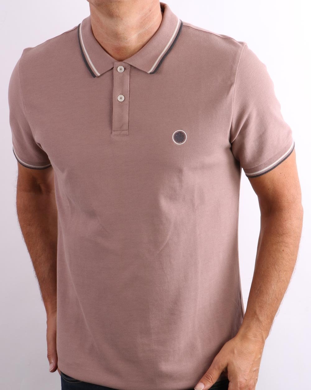 Pretty Green Tipped Polo Dusk Pink - Image 3