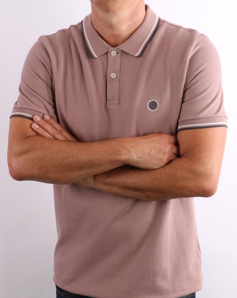 Pretty Green Tipped Polo Dusk Pink - Image 4