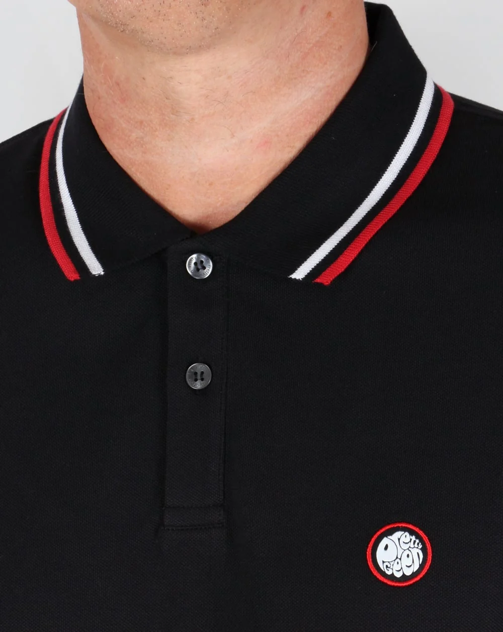 Pretty Green Tipped Polo Shirt Black - Image 2