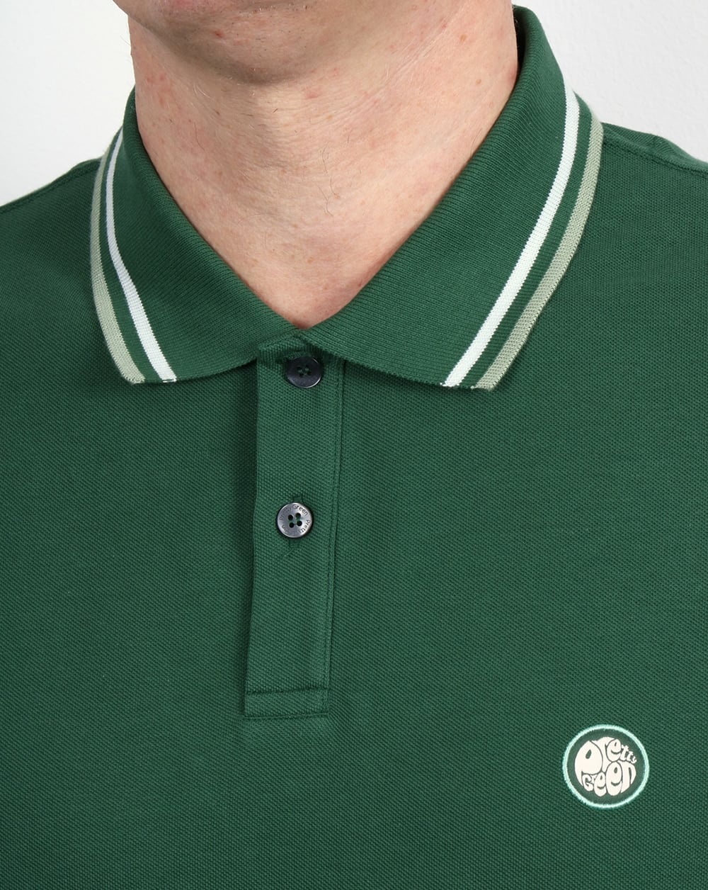 Pretty Green Tipped Polo Shirt Dark Green - Image 2