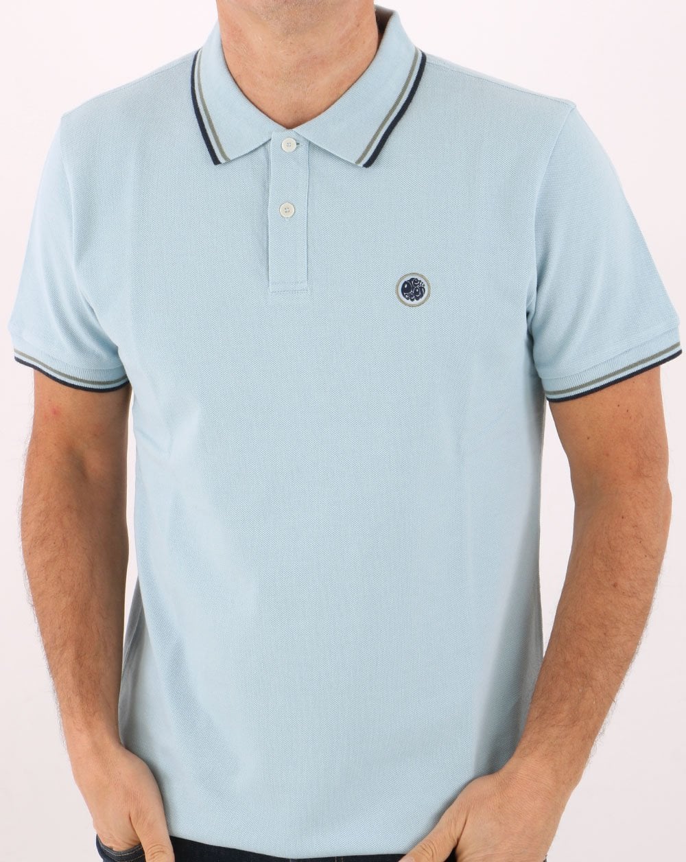 Pretty Green Tipped Polo Shirt Light Blue