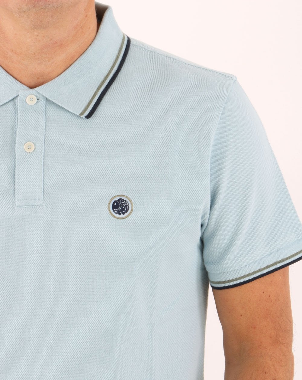 Pretty Green Tipped Polo Shirt Light Blue - Image 2