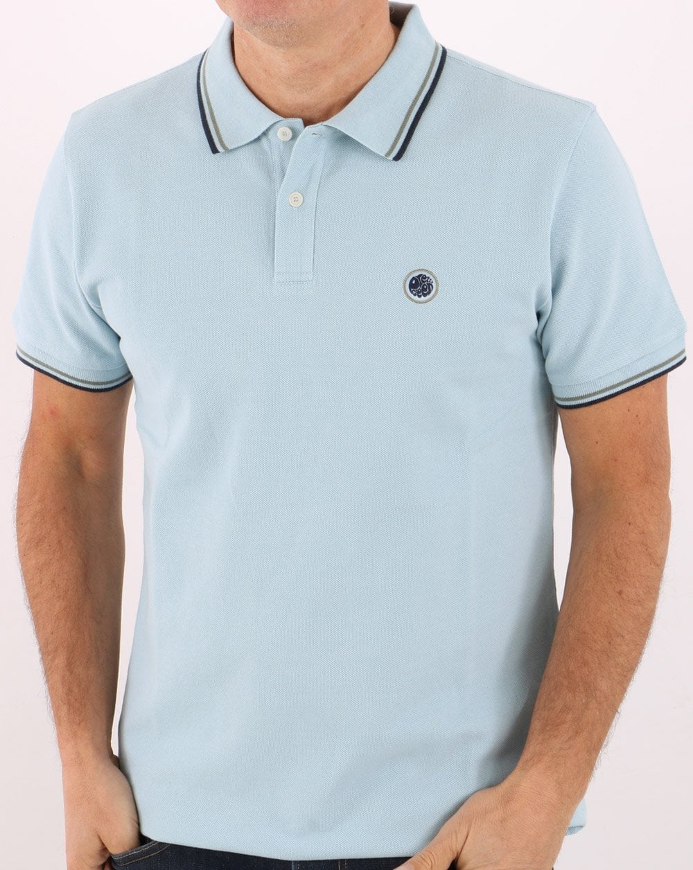 Pretty Green Tipped Polo Shirt Light Blue - Image 4