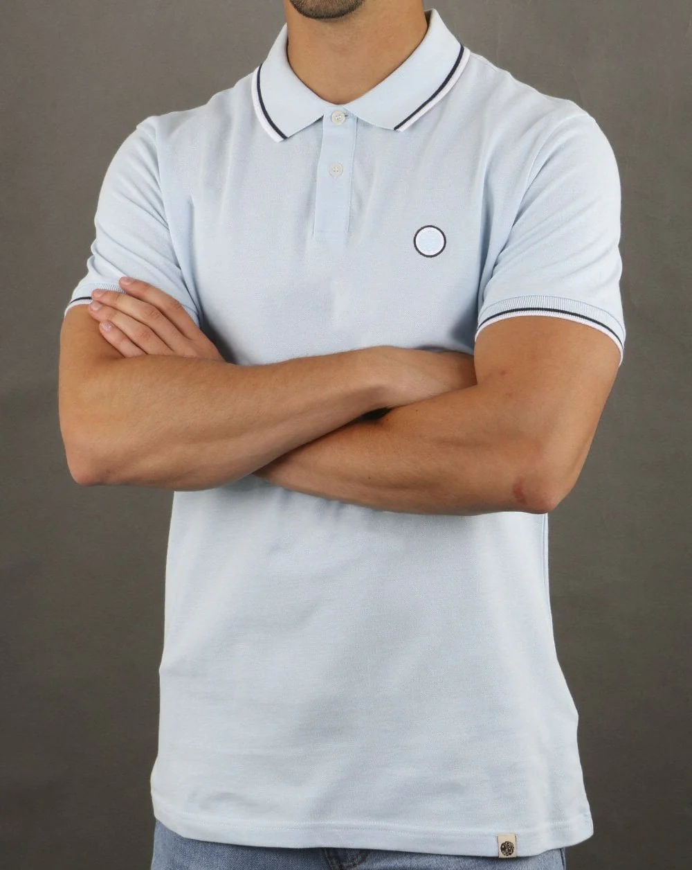 Pretty Green Tipped Polo Shirt Light Blue - Image 3