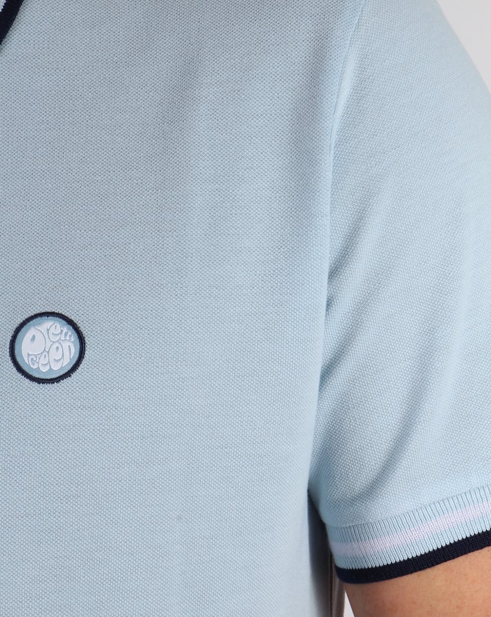 Pretty Green Tipped Polo Shirt Sky Blue - Image 3