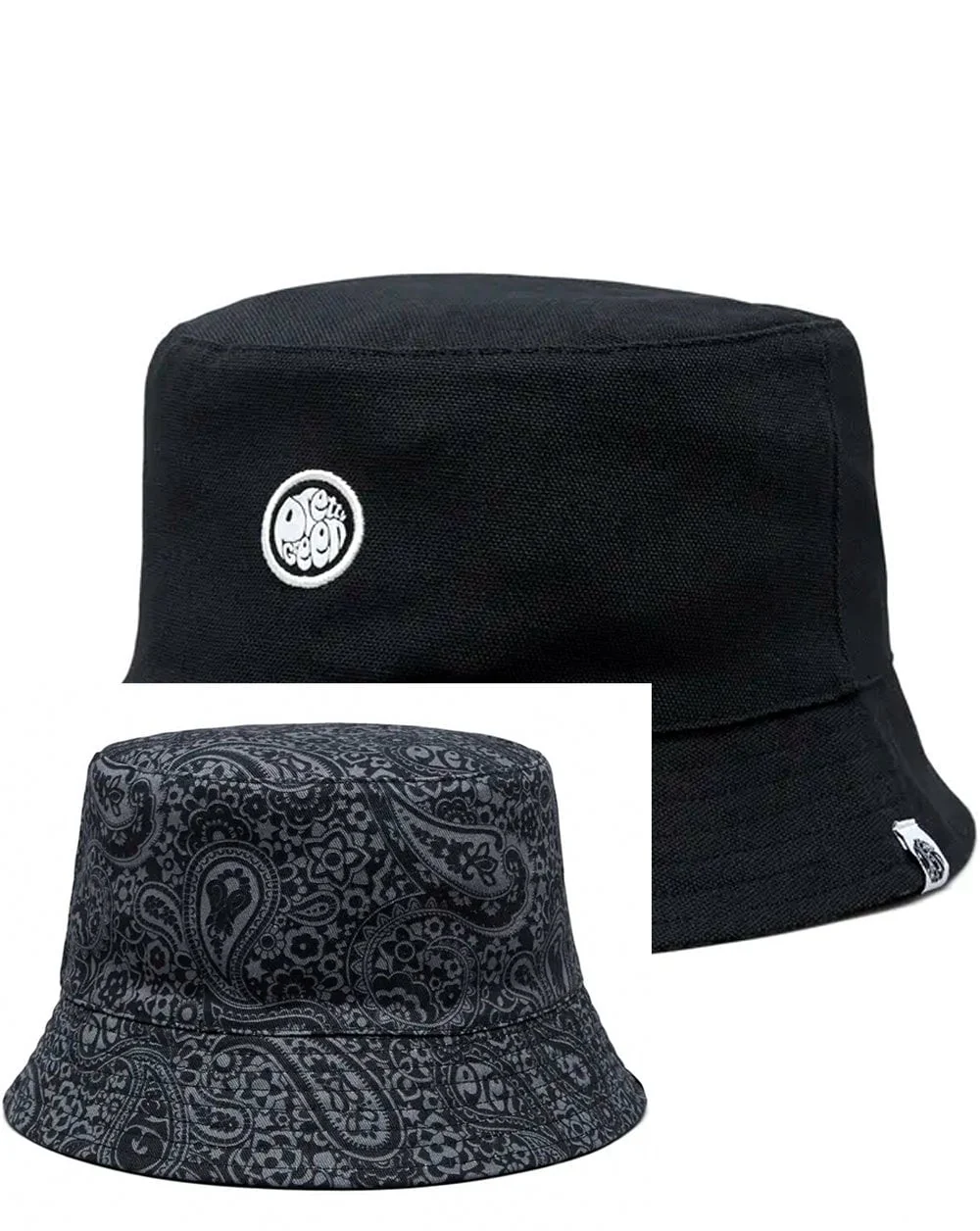 Pretty Green Tonal Paisley Reversible Bucket Hat Black - Image 3