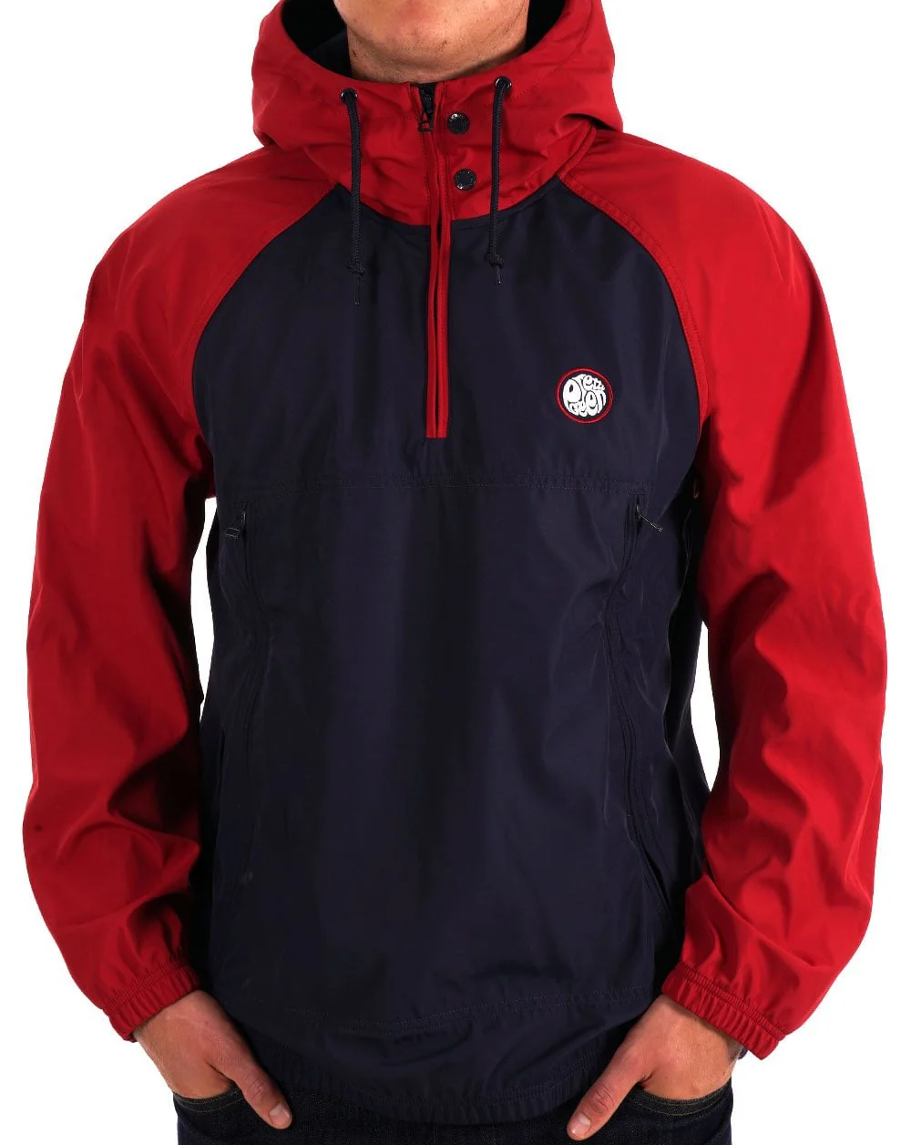 Pretty Green Travis Colourblock Smock Red/Navy