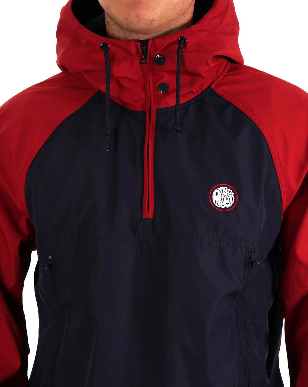 Pretty Green Travis Colourblock Smock Red/Navy - Image 2