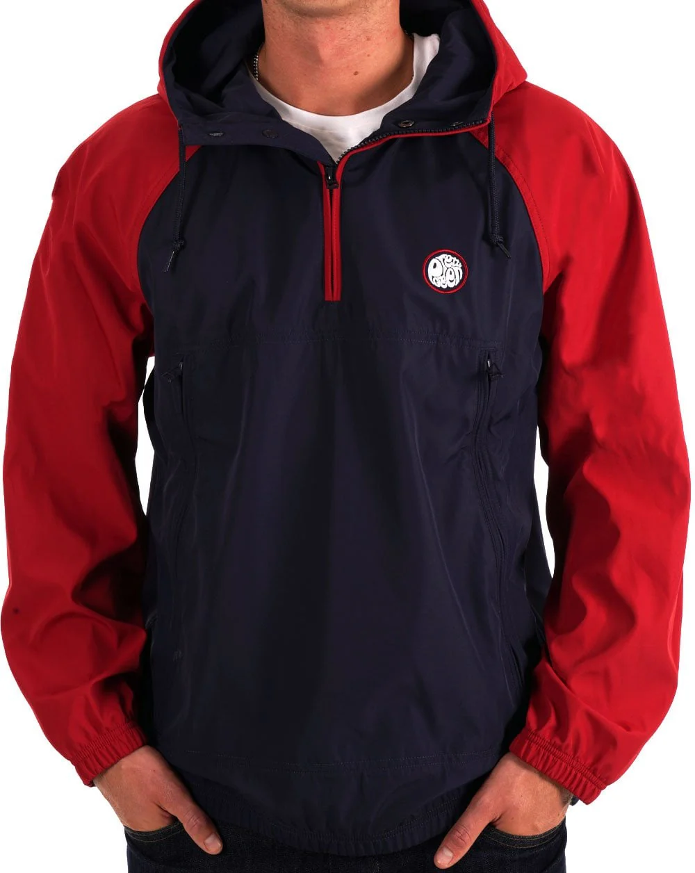 Pretty Green Travis Colourblock Smock Red/Navy - Image 3