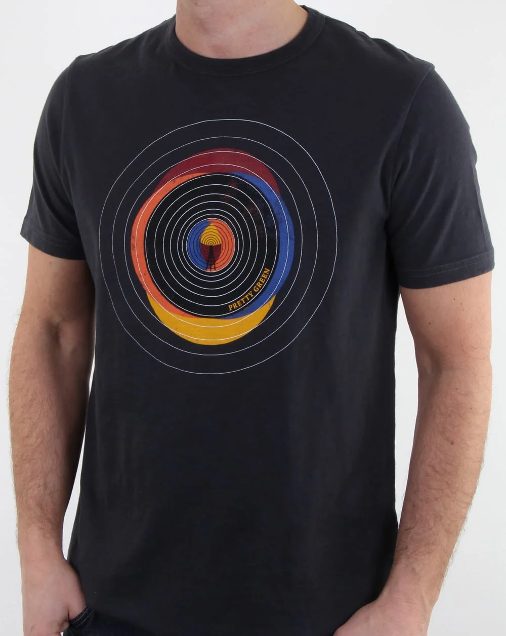 Pretty Green Vinyl Broadcast T Shirt Grey