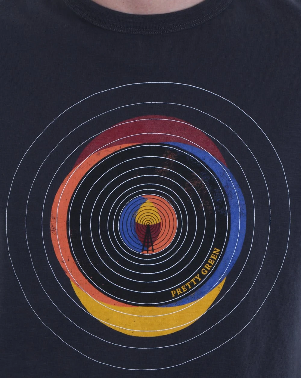Pretty Green Vinyl Broadcast T Shirt Grey - Image 2