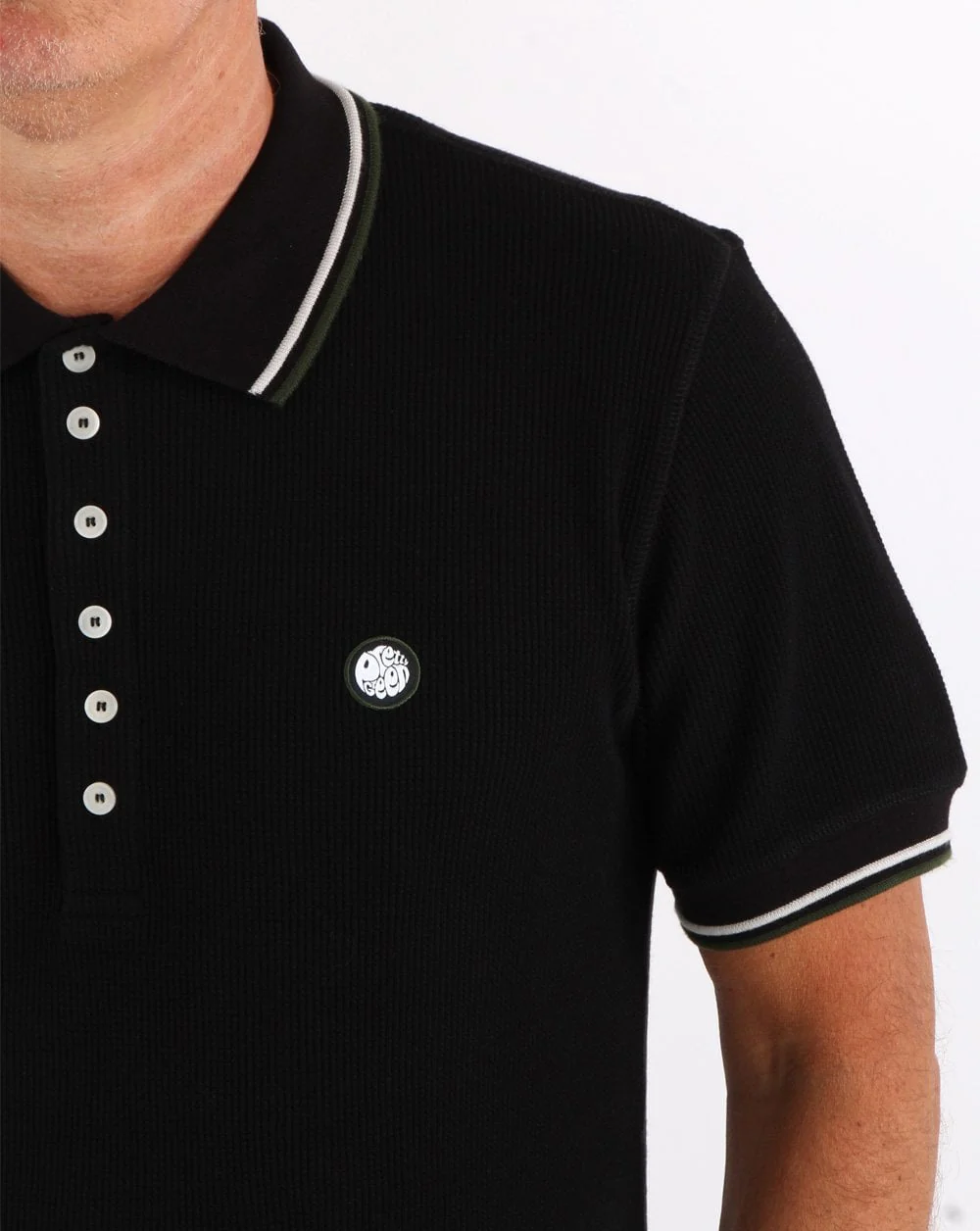 Pretty Green Waffle Polo Black - Image 2