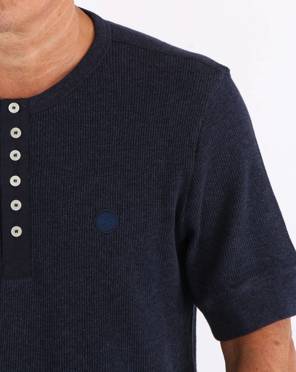 Pretty Green Waffle T-shirt Navy - Image 2