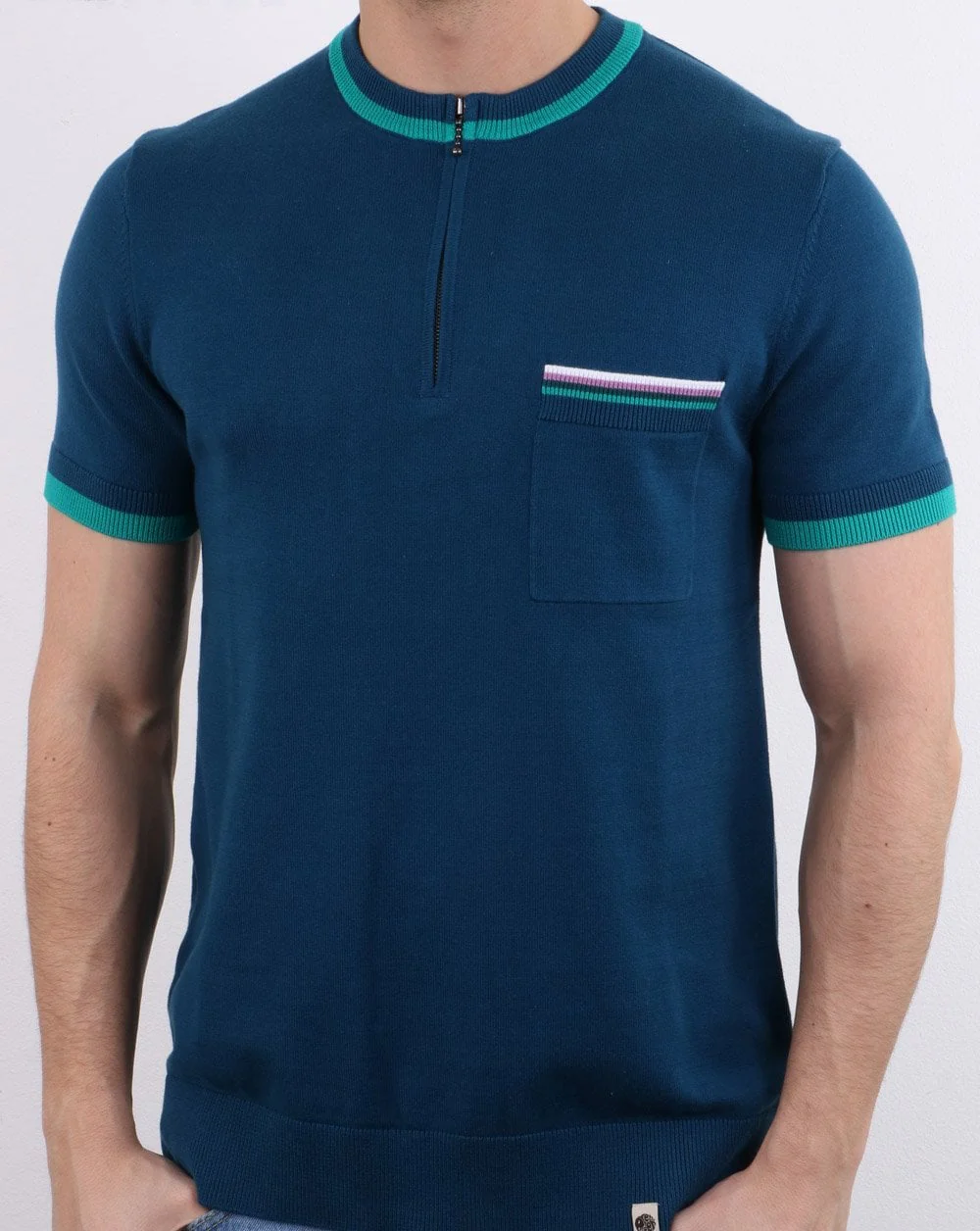 Pretty Green Wenn Knitted T-shirt Blue - Image 3