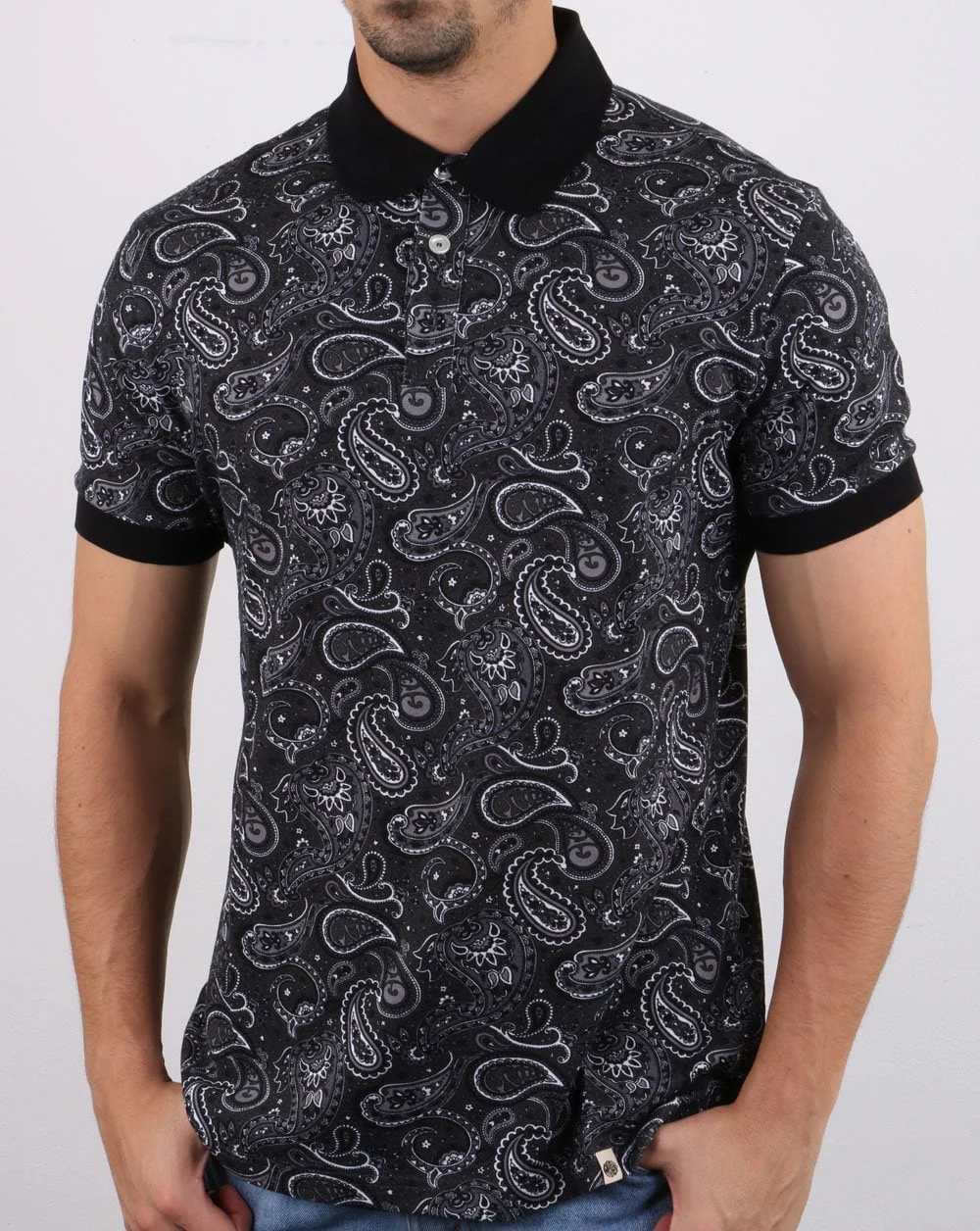 Pretty Green Westbrook Paisley Polo Shirt Black