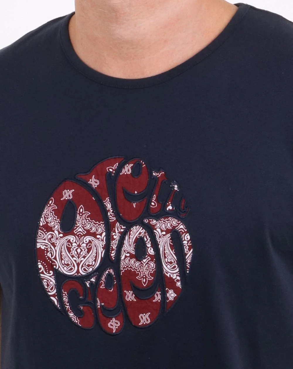 Pretty Green Winston Red Applique Logo T-shirt Navy - Image 2