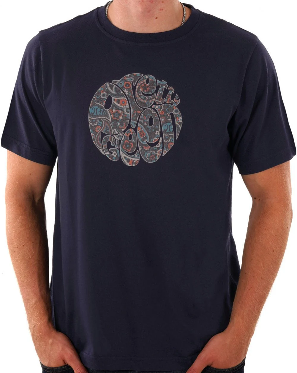 Pretty Green Wonderwall Paisley T-shirt Navy