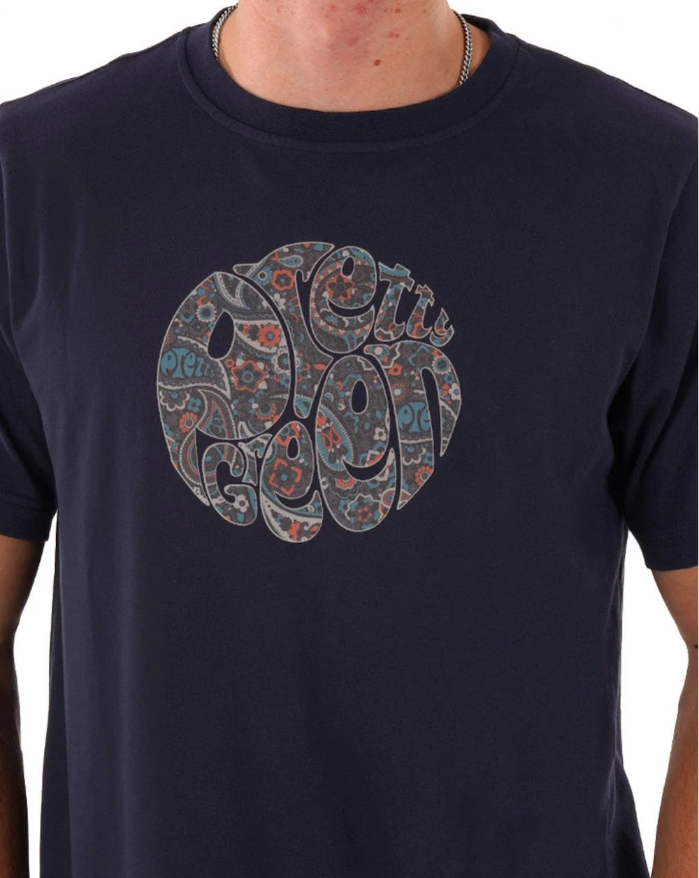 Pretty Green Wonderwall Paisley T-shirt Navy - Image 2