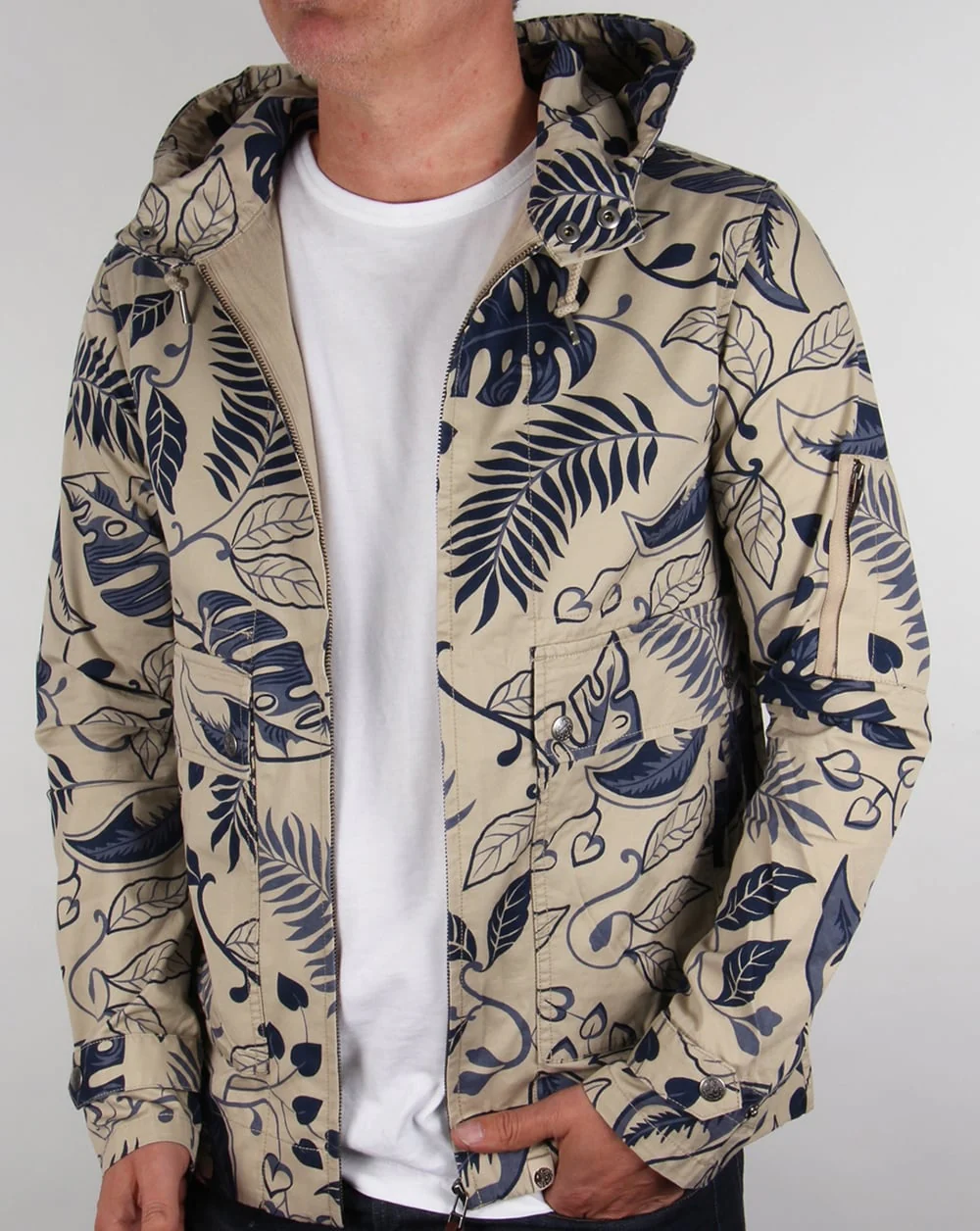 Pretty Green Wren Printed Jacket Navy/stone - Image 3