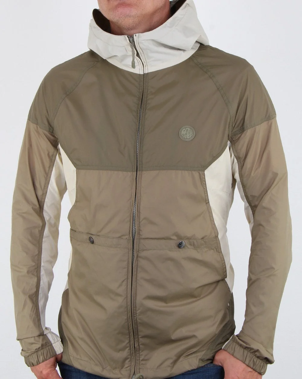 Pretty Green Zip Through Hooded Contrast Jacket Khaki - Image 2