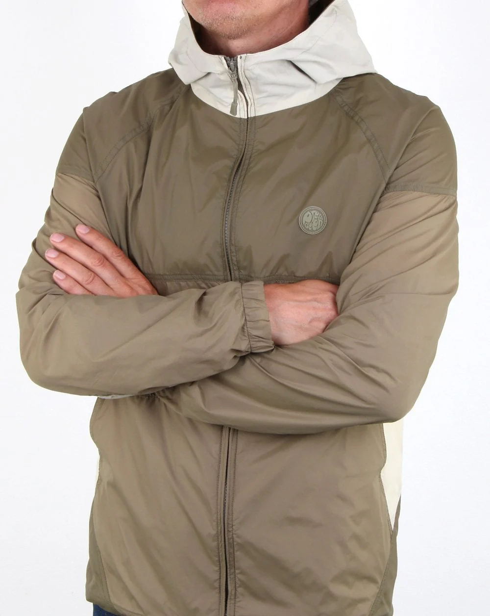 Pretty Green Zip Through Hooded Contrast Jacket Khaki - Image 4