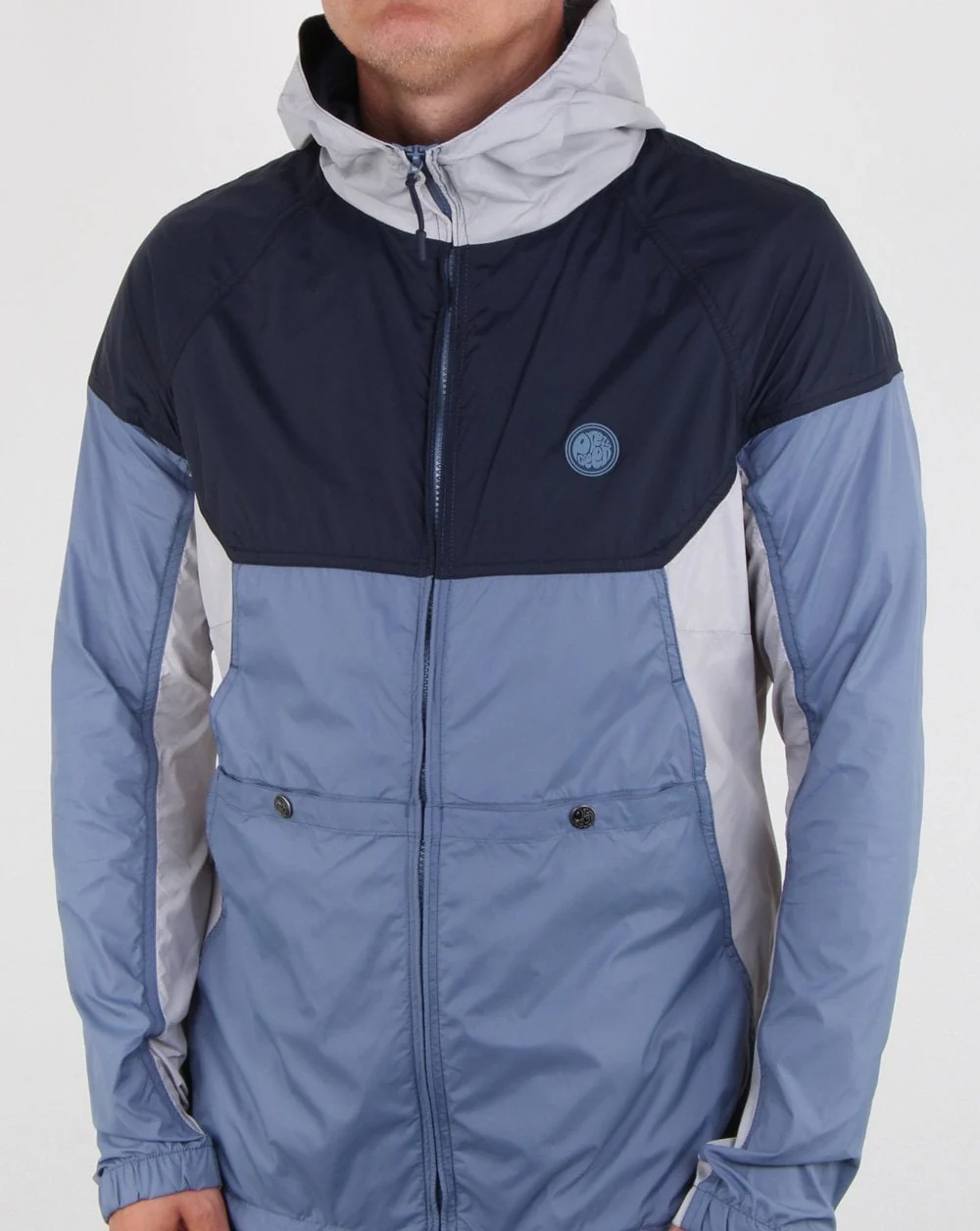 Pretty Green Zip Through Hooded Contrast Jacket Navy - Image 2