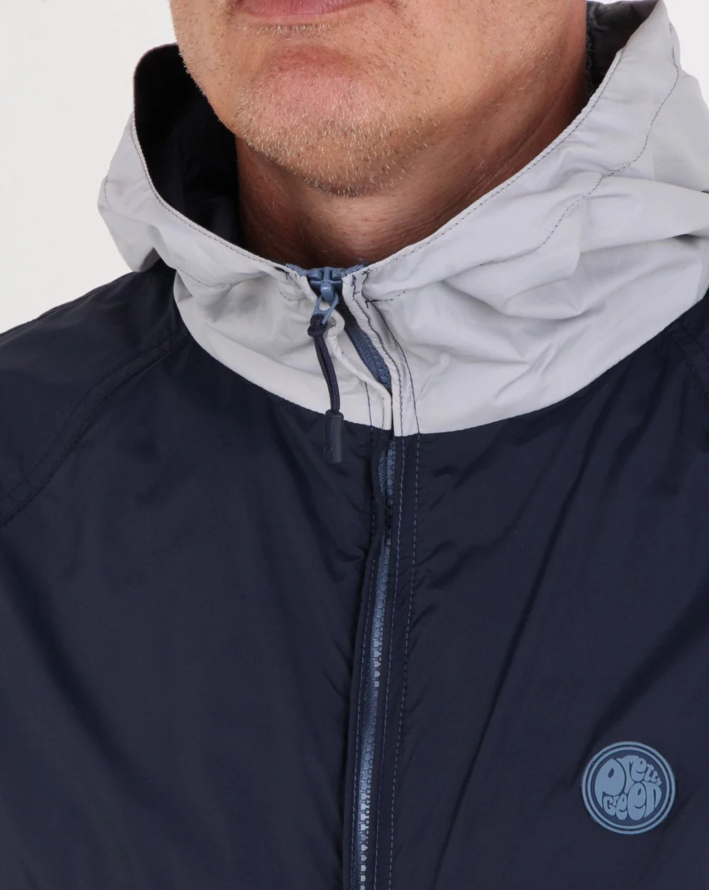 Pretty Green Zip Through Hooded Contrast Jacket Navy - Image 3