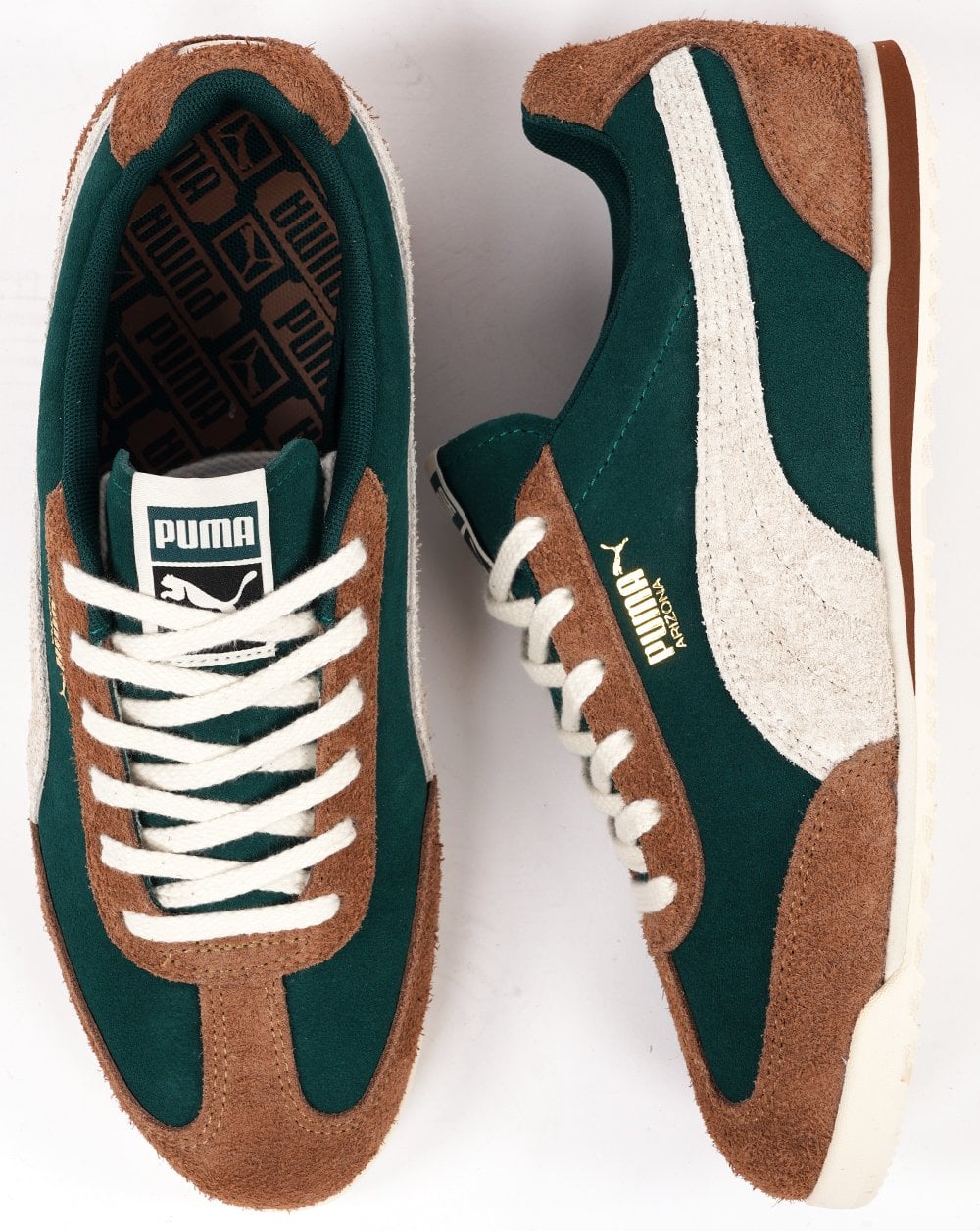 Puma Arizona Suede Trainers Dark Green / frosted Ivory - Image 4