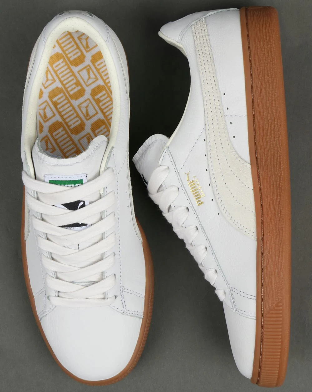 Puma Basket Classic Gum Deluxe Trainers White - Image 2
